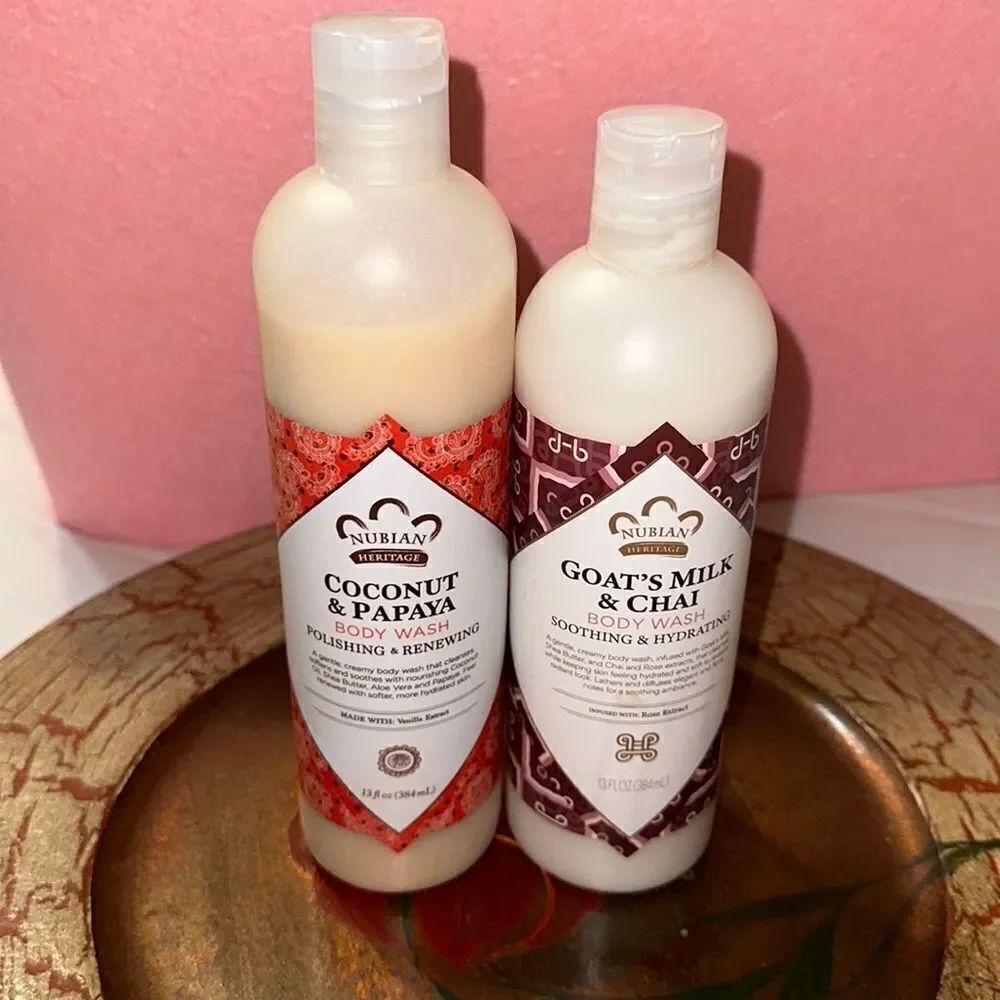 Nubian Heritage 1 goat’s milk & 1 chai body wash & coconut & papaya wash